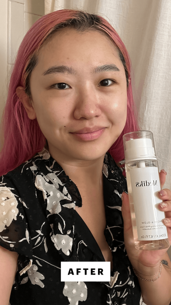 Han after applying the Medik8 Press  Glow Daily Exfoliating PHA Tonic